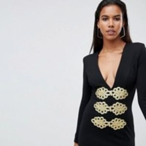 Rare London Braid Trim Bodycon Dress